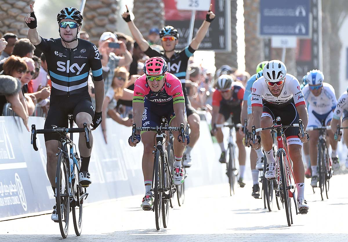 Elia Viviani (Team Sky) vince la seconda tappa del Dubai Tour