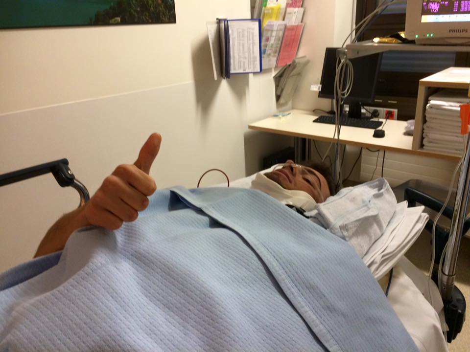 Edoardo Zardini (Bardiani-CSF) ha postato questa foto sui social dall'ospedale di Lugano