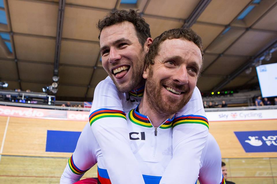 La gioia di Bradley Wiggins e Mark Cavendish campioni del mondo dell'Americana