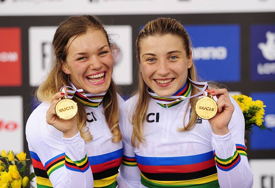 Le russe Daria Shmeleva e Anastasiia Voinova, campionesse del mondo della Velocità a squadre