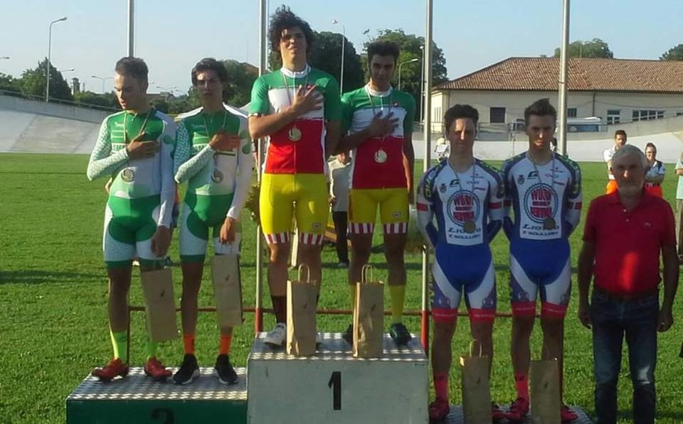 Il podio del Campionato Italiano Madison Juniores 2016