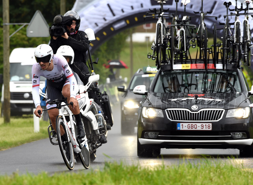 Fabian Cancellara in azione nel prologo del Tour de Suisse