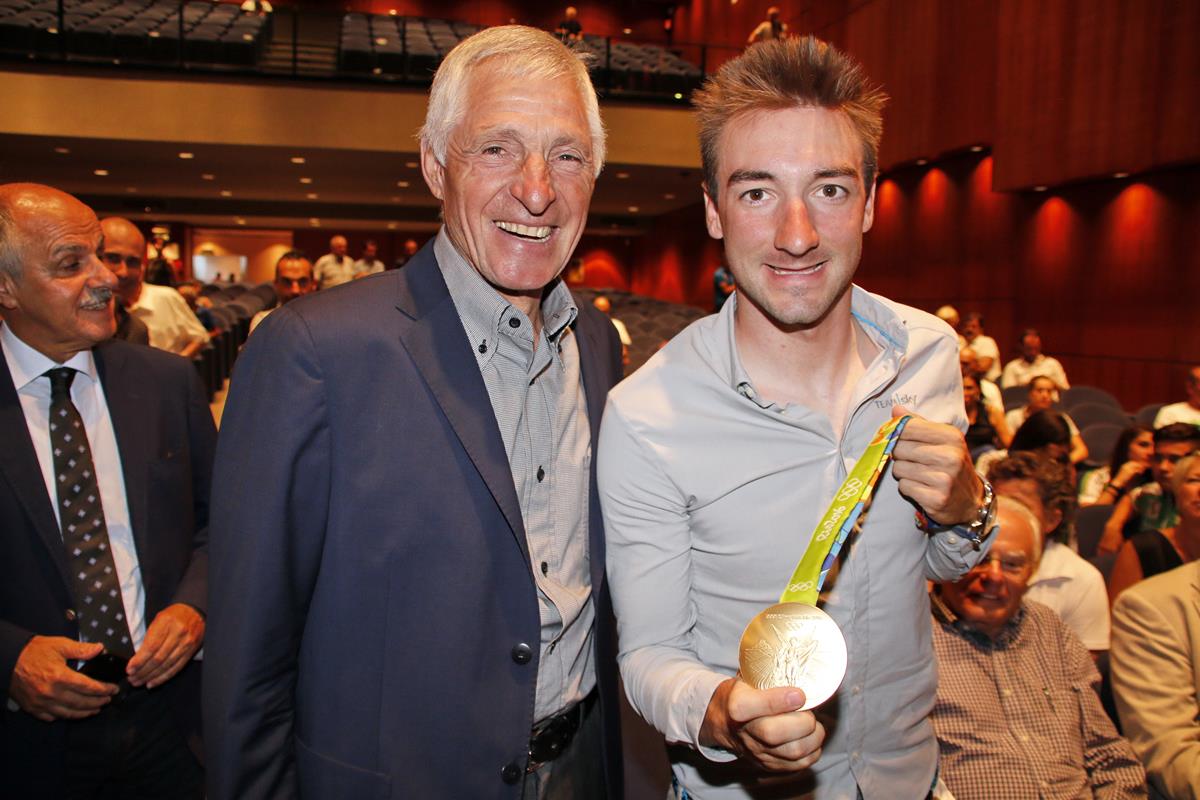 Elia Viviani con Francesco Moser