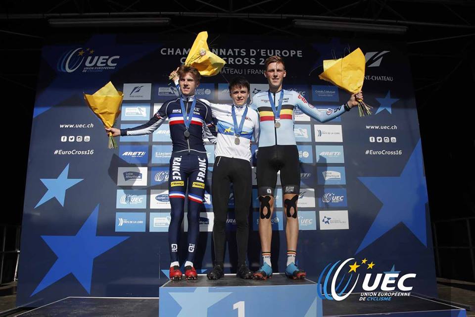 Il podio del Campionato Europeo Ciclocross Juniores 2016
