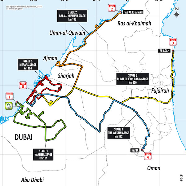 Il percorso del Dubai Tour 2017