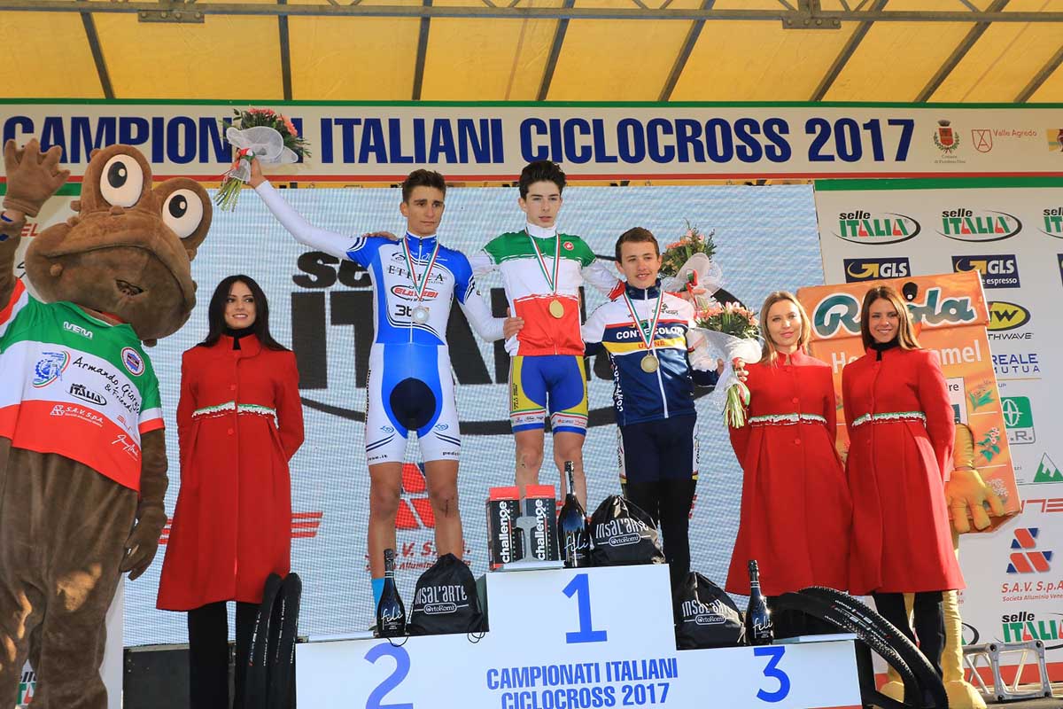 Il podio del Campionato Italiano Ciclocross 2017 Allievi 1° anno