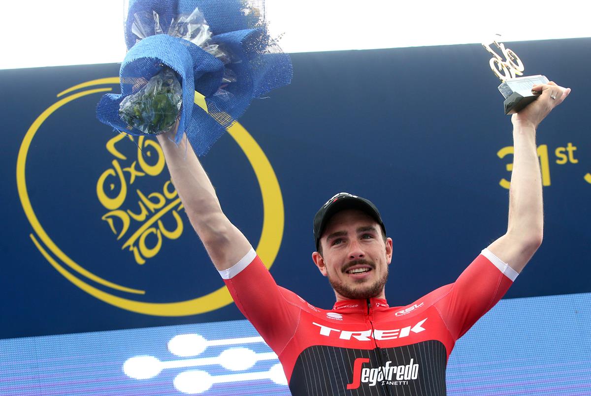 John Degenkolb festeggia la vittoria nella terza tappa del Dubai Tour 2017