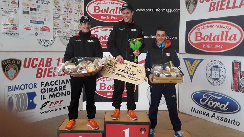 Il podio della Cronosbirro Juniores di Mongrando