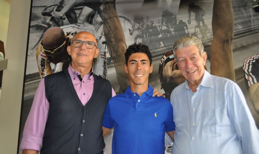 Da sinistra: Massimo Ghirotto, Marco Aurelio Fontana e Felice Gimondi