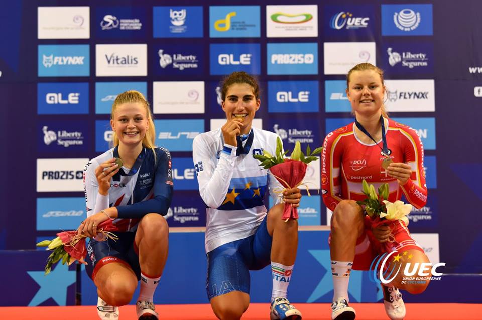 Elisa Balsamo sul podio dell'Omnium del Campionato Europeo Donne U23 2017
