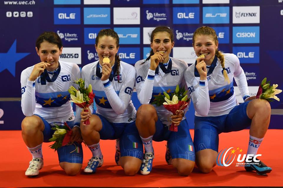 Il quartetto donne Under 23 italiano campione europeo