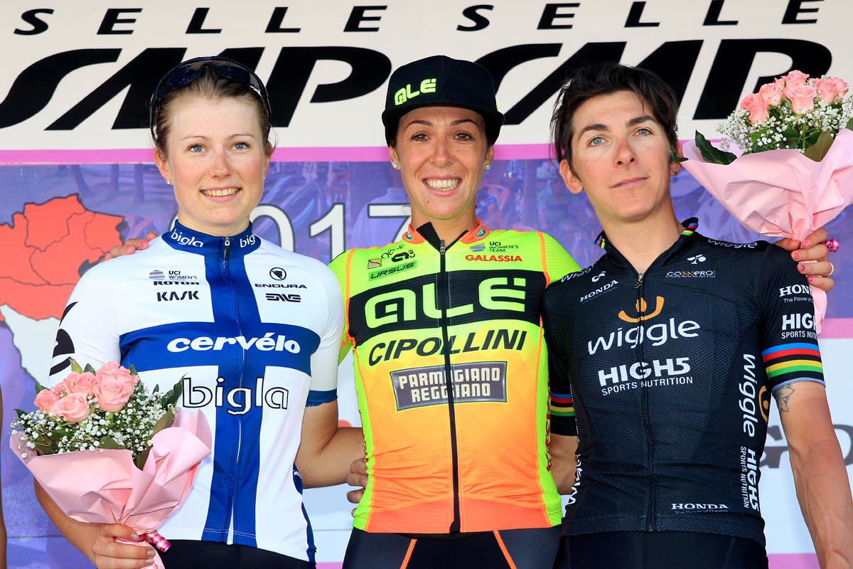 Il podio della nona tappa del Giro Rosa 2017 