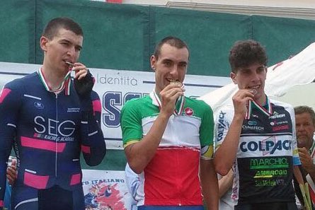 Il podio del Campionato Italiano a cronometro Under 23 2017