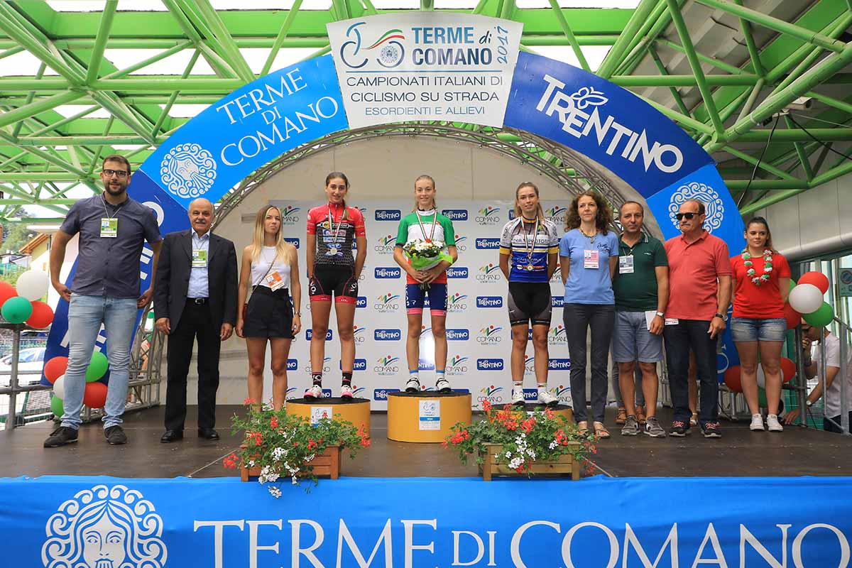 Il podio del Campionato Italiano Donne Esordienti 1° anno 2017 a Comano Terme 