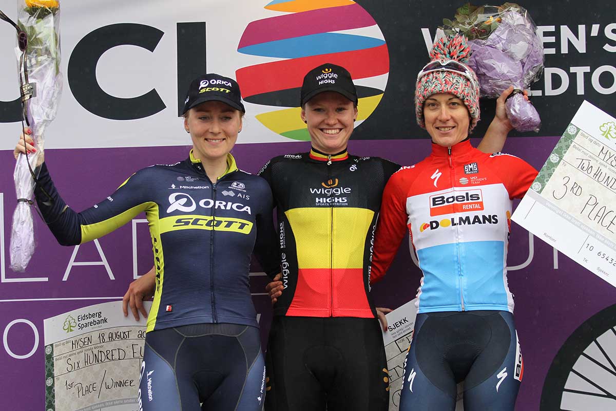 Il podio della prima tappa del Ladies Tour of Norway 