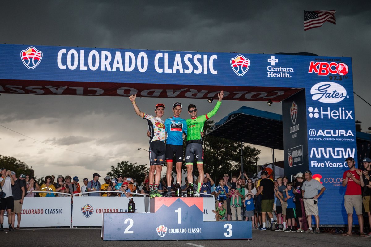 Il podio finale del Colorado Classic vinto da Manuel Senni