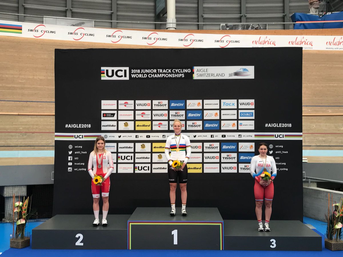Il podio del Mondiale Keirin Donne Junior