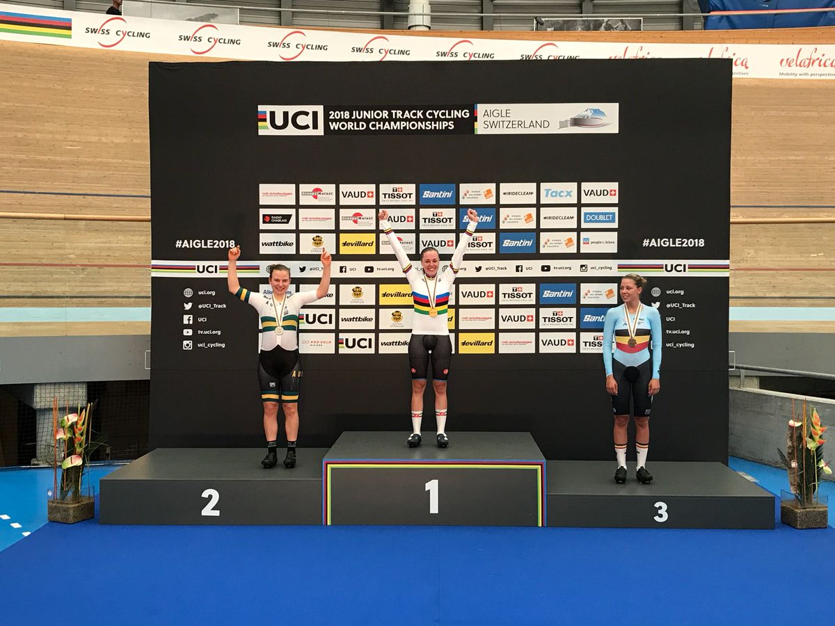 Il podio del Mondiale Corsa a punti femminile