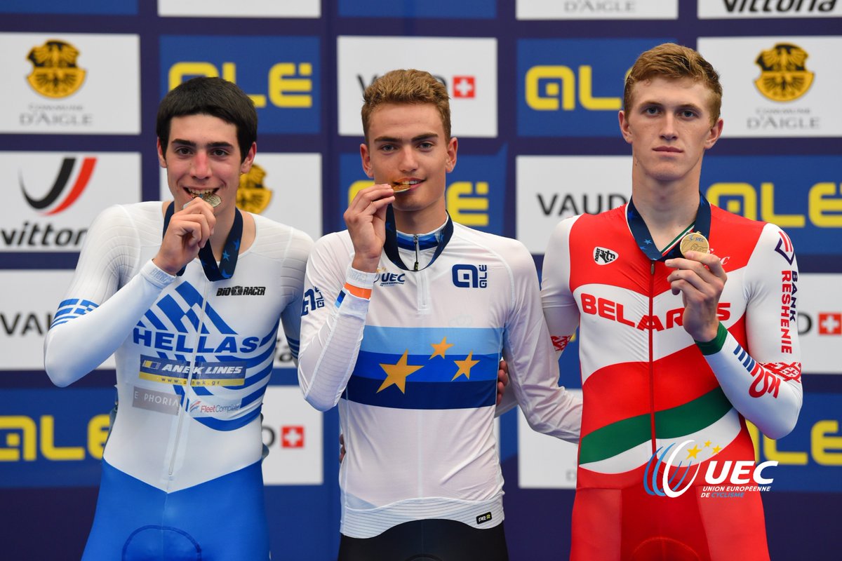 Il podio dei Campionati Europei Corsa a punti Juniores