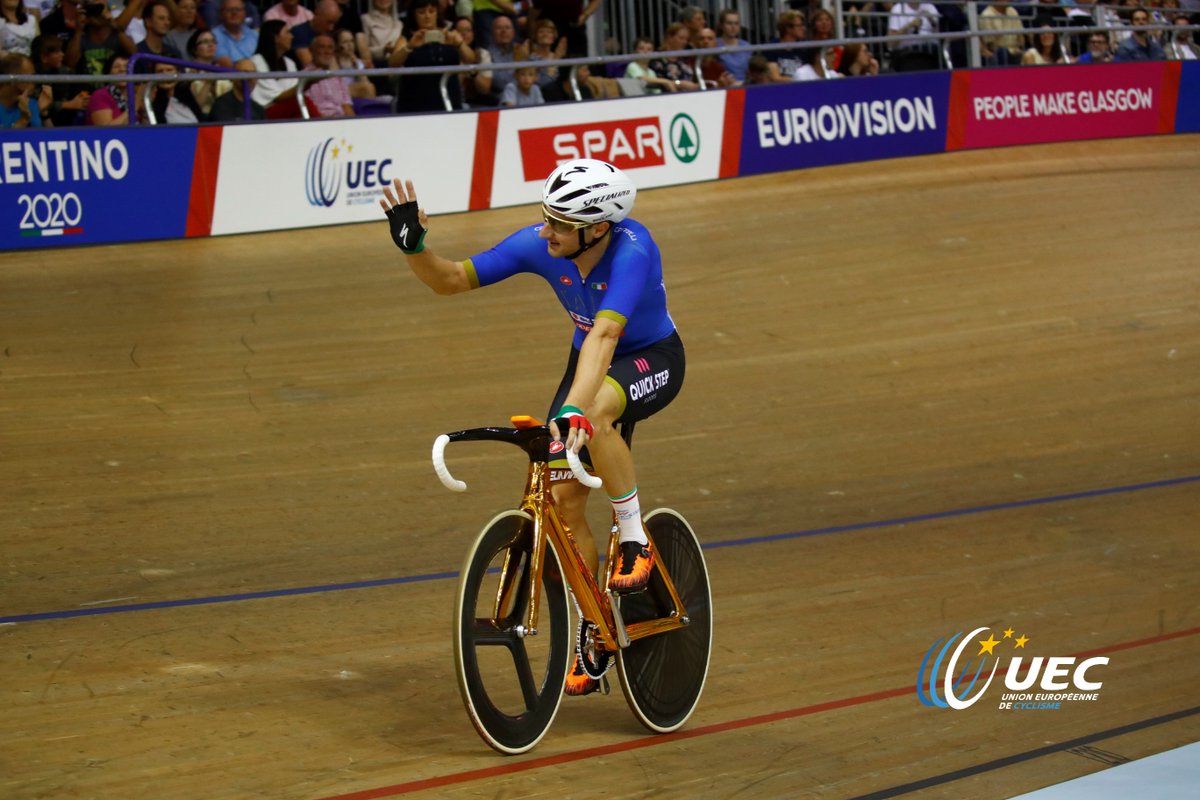 Elia Viviani in pista a Glasgow (foto UEC/BettiniPhoto)