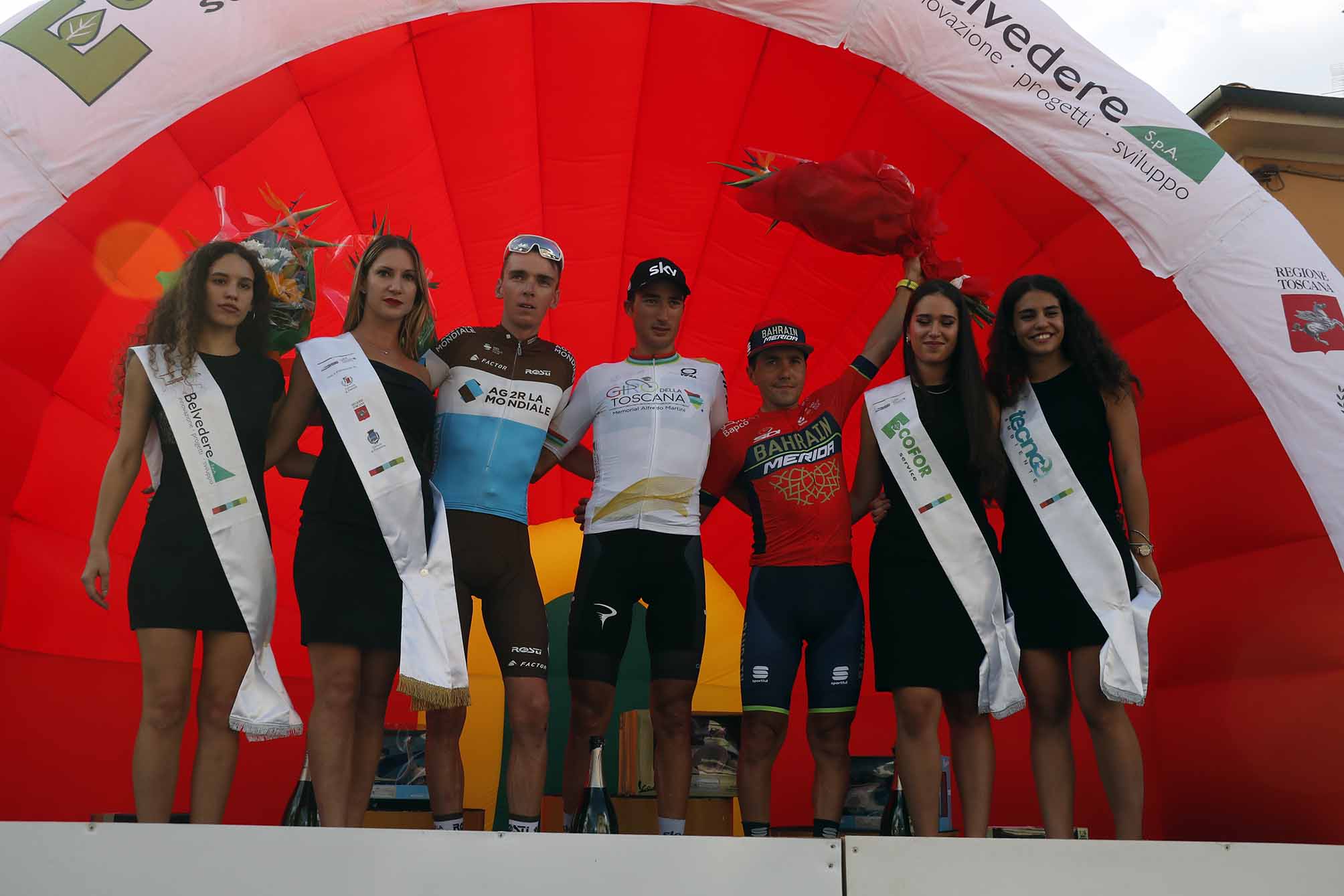 Il podio del Giro della Toscana 2018