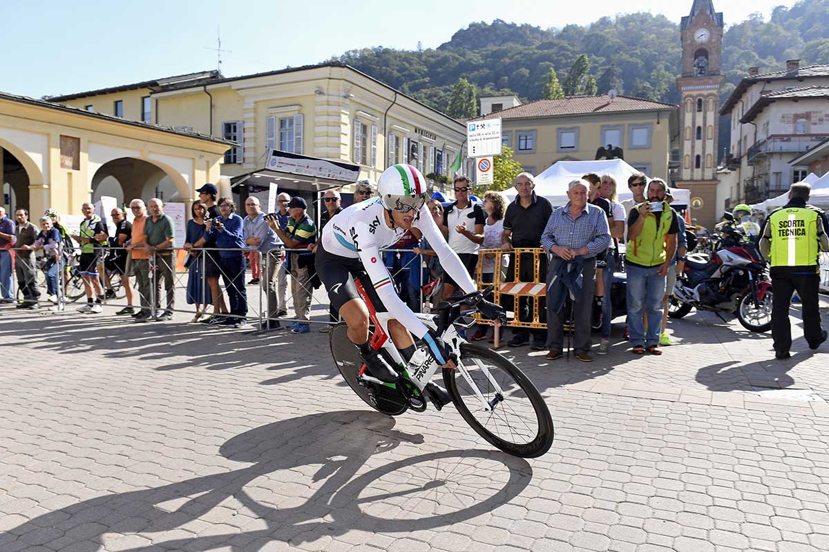 Gianni Moscon vince il Campionato Italiano a cronometro Open maschile a Cavour