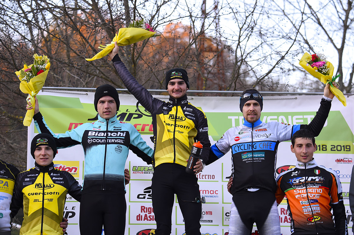 Il podio Elite del Ciclocross di Gorizia 