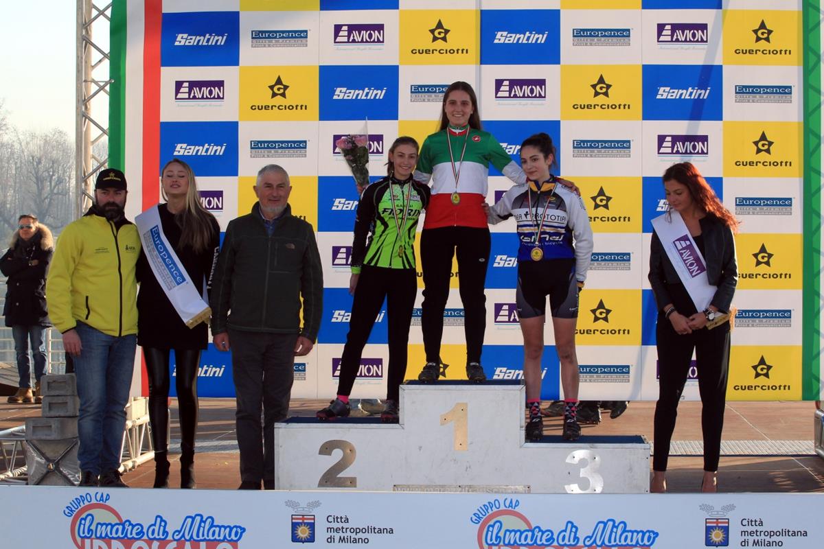 Il podio del Campionato Italiano Ciclocross Donne Allieve 1° anno