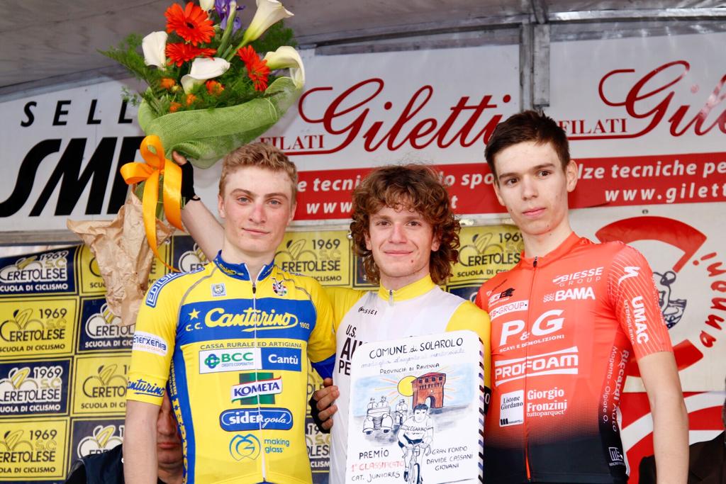 Il podio della GF Cassani Giovani 2019 (foto Photobicicailotto)