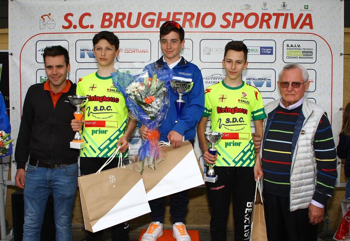 Il podio della gara Esordienti 1° anno di Brugherio (foto Berry)