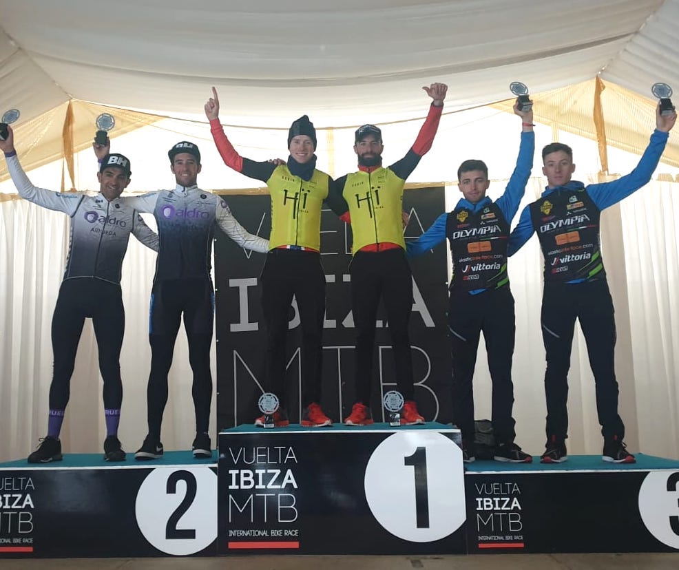 Il podio della classifica generale dopo 3 tappe della Vuelta a Ibiza MTB