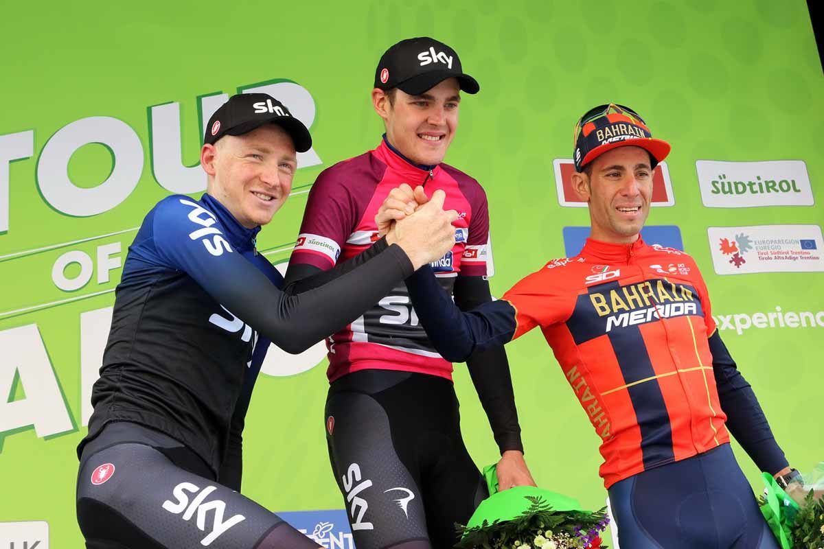 Il podio finale del Tour of the Alps 2019 (foto Photobicicailotto)