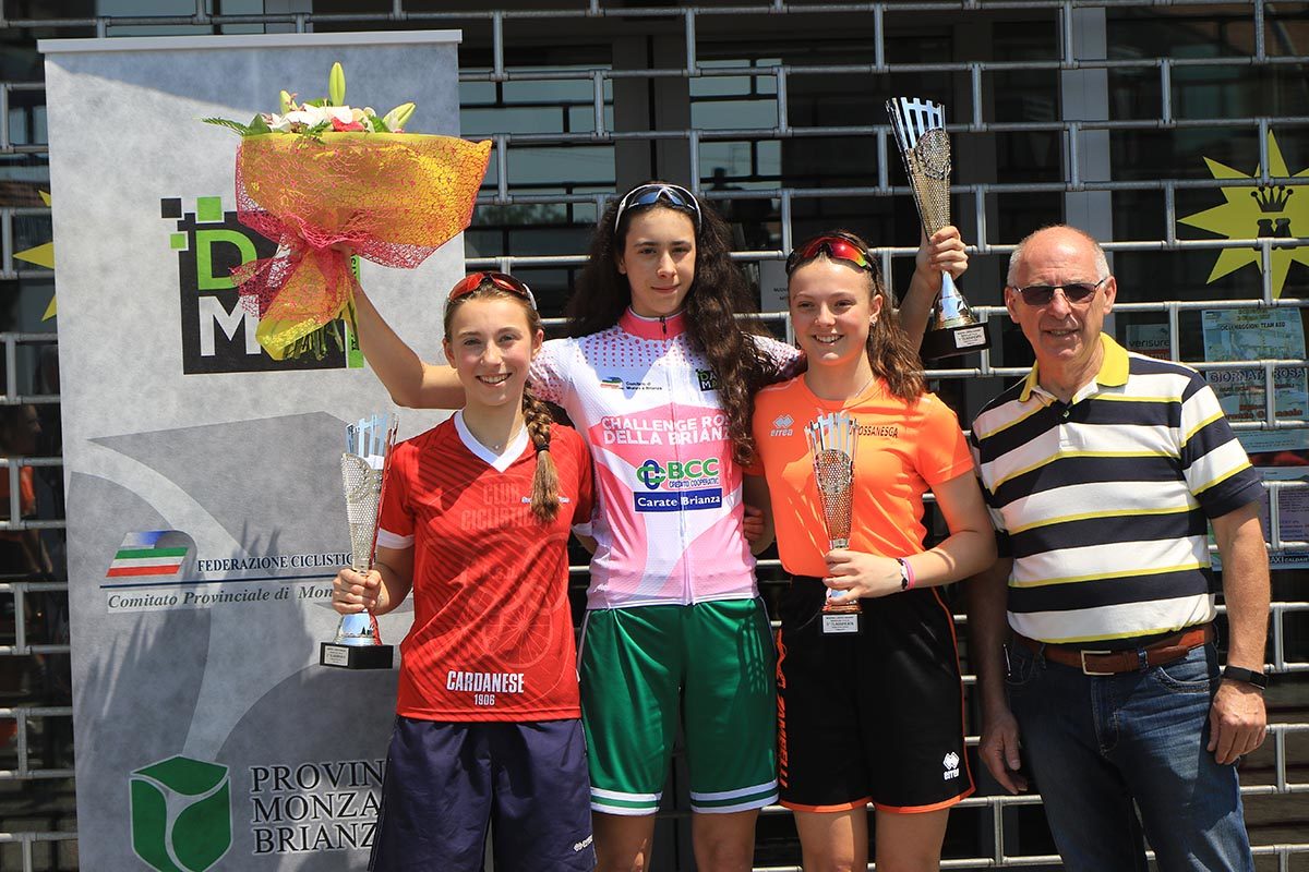 Il podio della gara Donne Esordienti di Cesano Maderno (foto Fabiano Ghilardi)