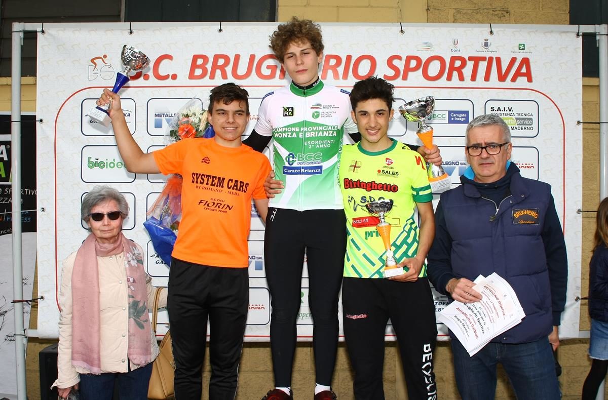Il podio della gara Esordienti 2° anno di Brugherio (foto Berry)