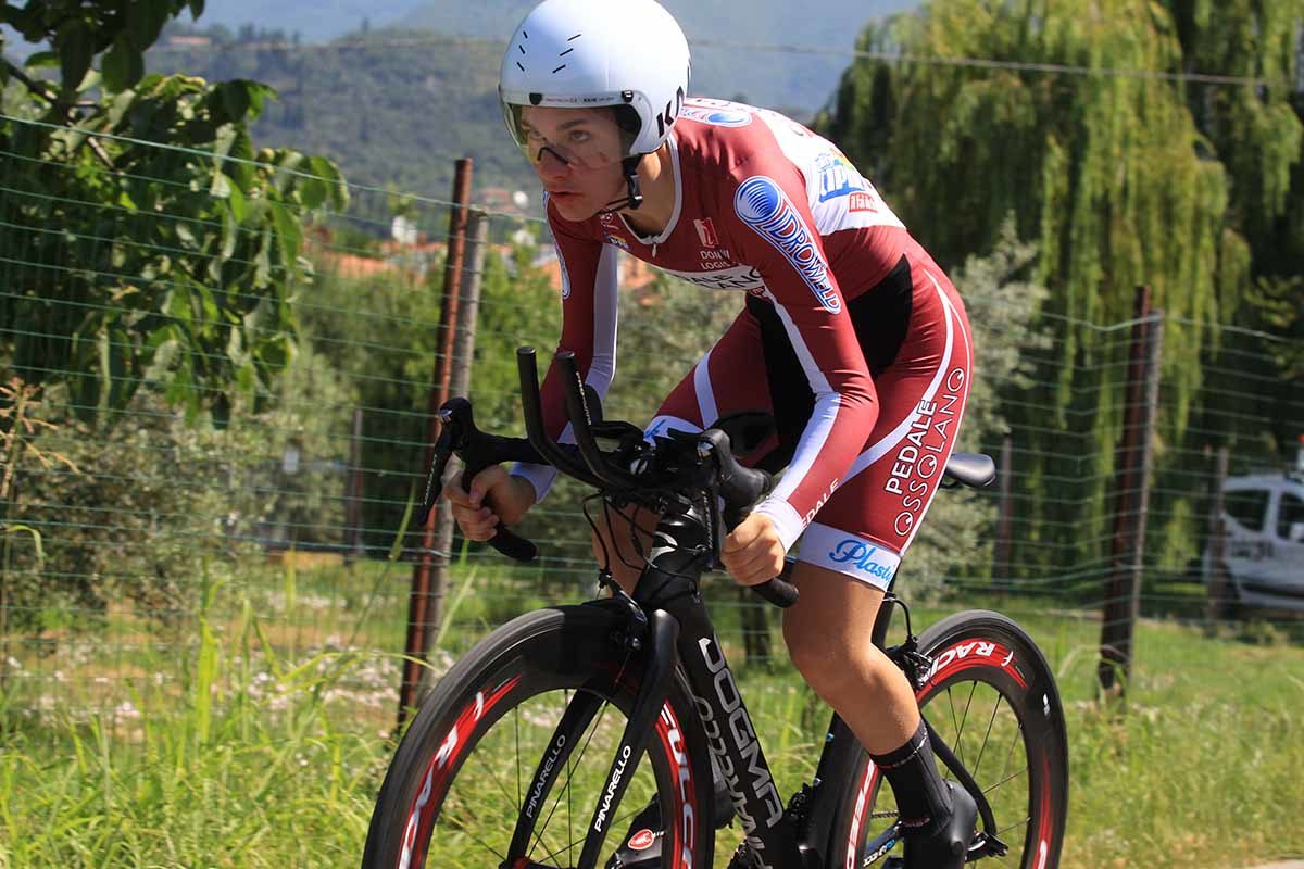 Francesca Barale in azione al Campionato Italiano a cronometro Donne Allieve (foto Fabiano Ghilardi)