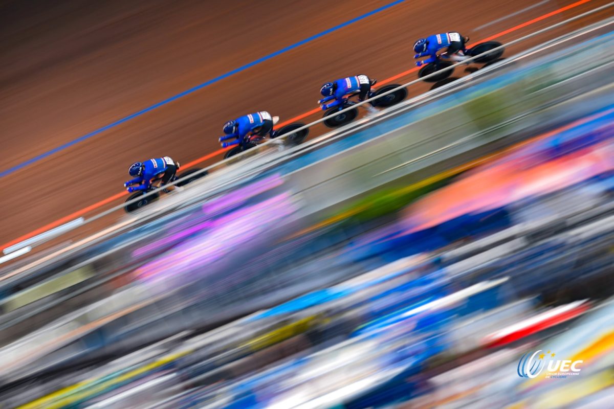 Il quartetto Donne Junior in azione all'Euroeo di Gand (foto UEC/BettiniPhoto)