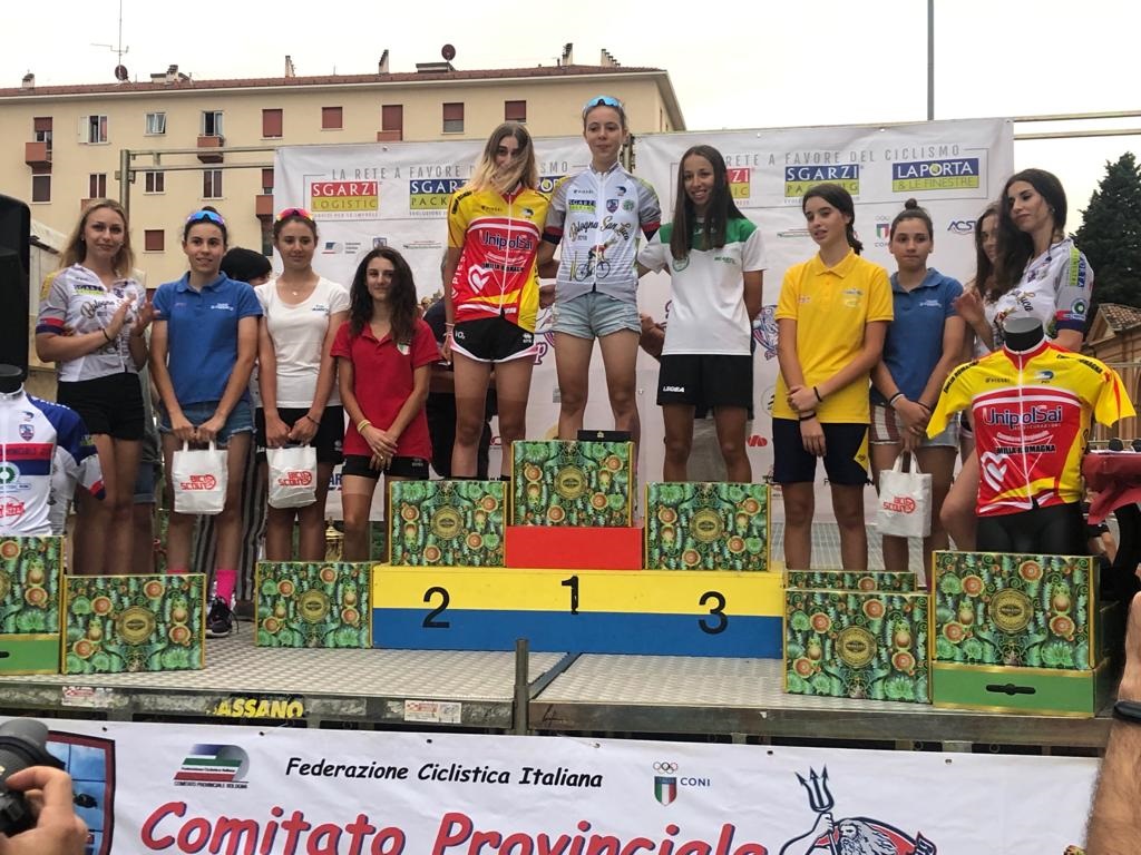 Il podio Donne Allieve della Cronoscalata Bologna San Luca