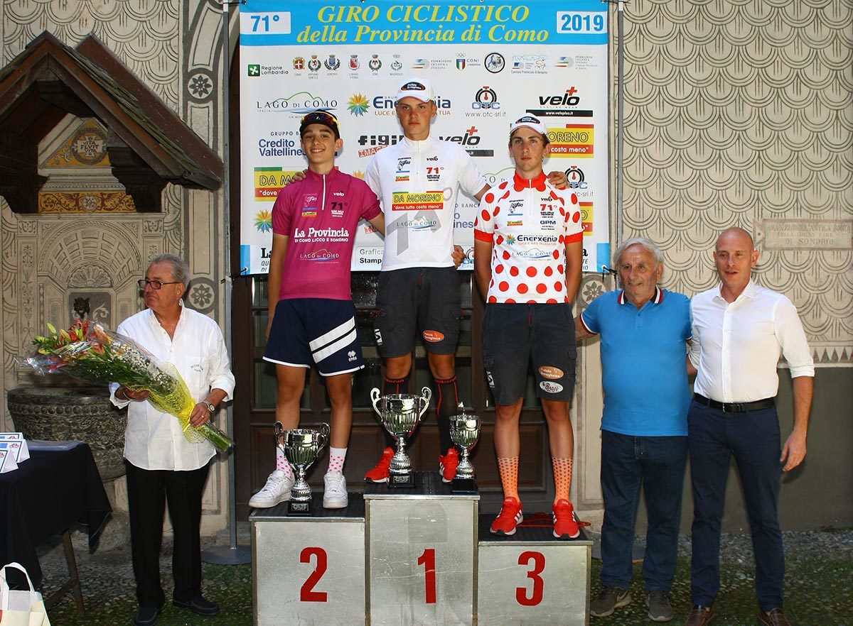 Le maglie del Giro della Provincia di Como dopo la prova di Sondrio (foto Berry)