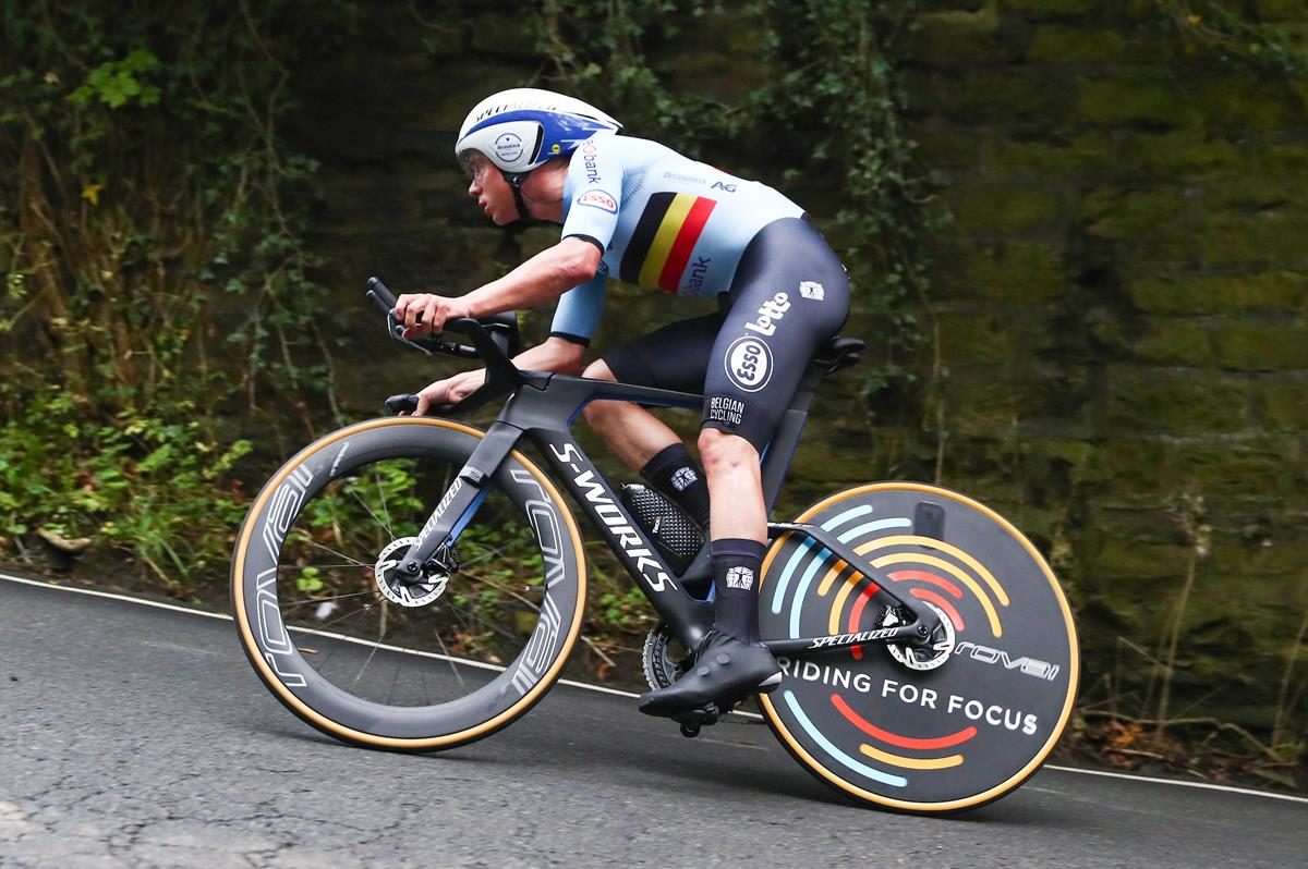Remco Evenepoel in azione al Mondiale a cronometro professionisti 2019 (foto SWPix)