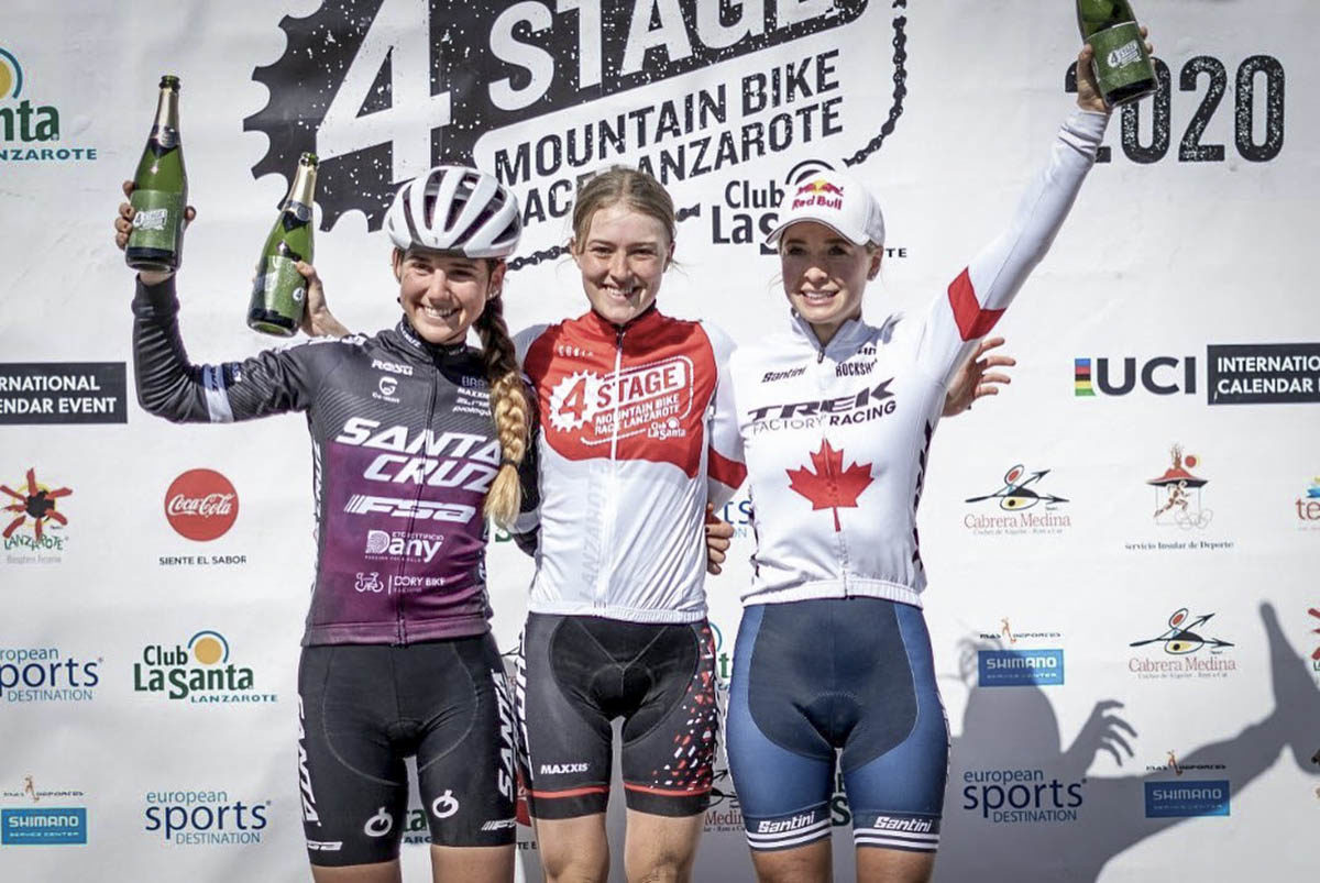 Il podio finale femminile della 4Stage MTB Race Lanzarote 2020