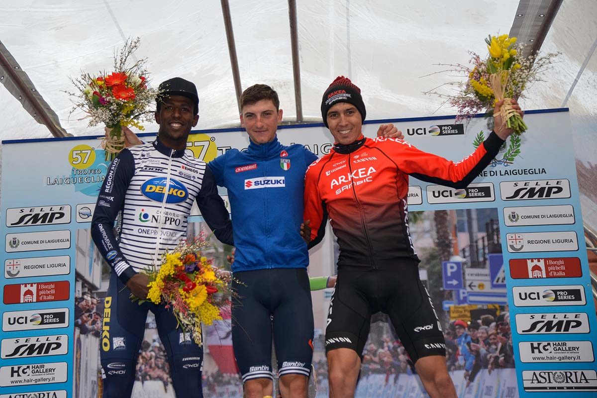 Il podio del Trofeo Laigueglia 2020 (foto BettiniPhoto)