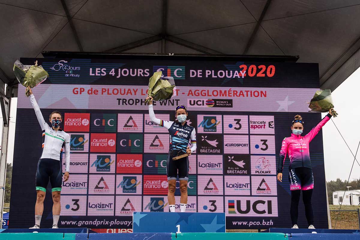 Il podio del Gp Plouay 2020 (foto Twila Muzzi)