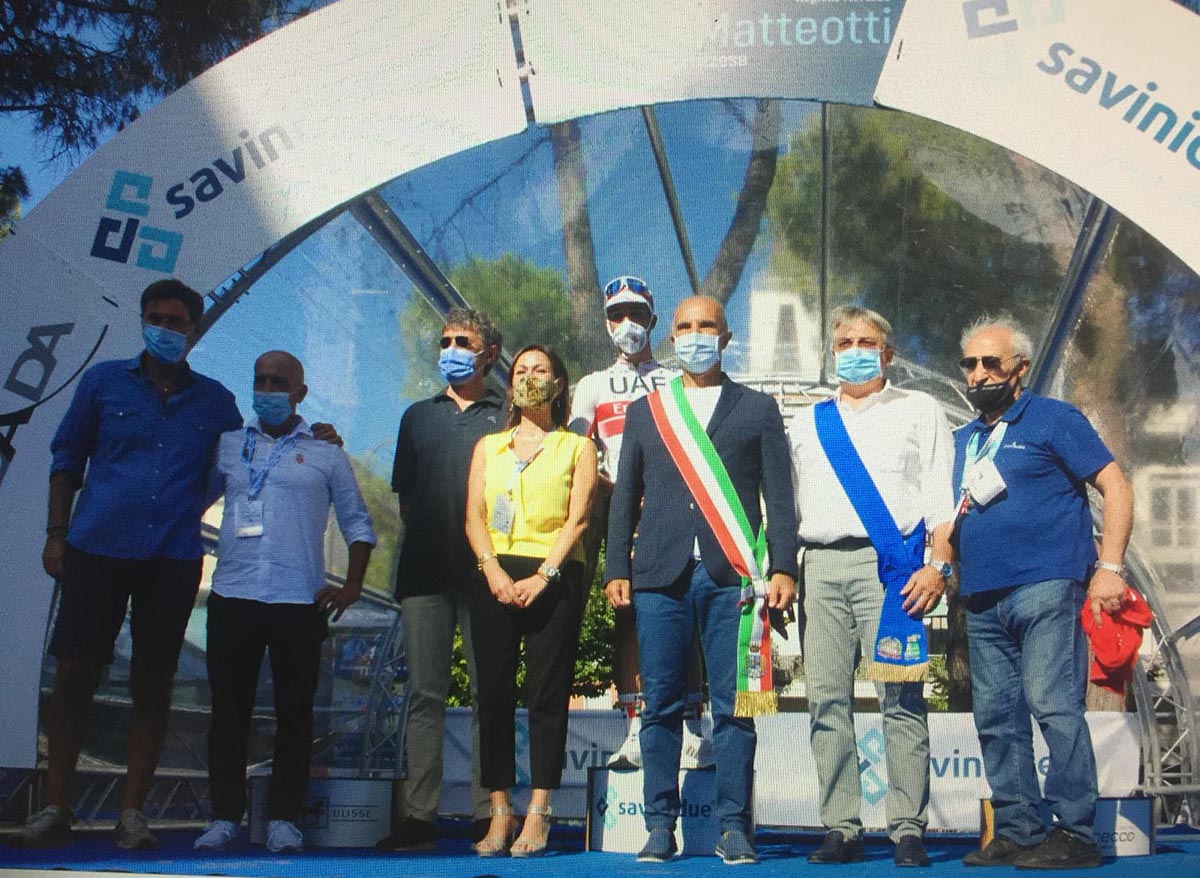 Il podio del Trofeo Matteotti 2020 (foto Achille Rasetta)
