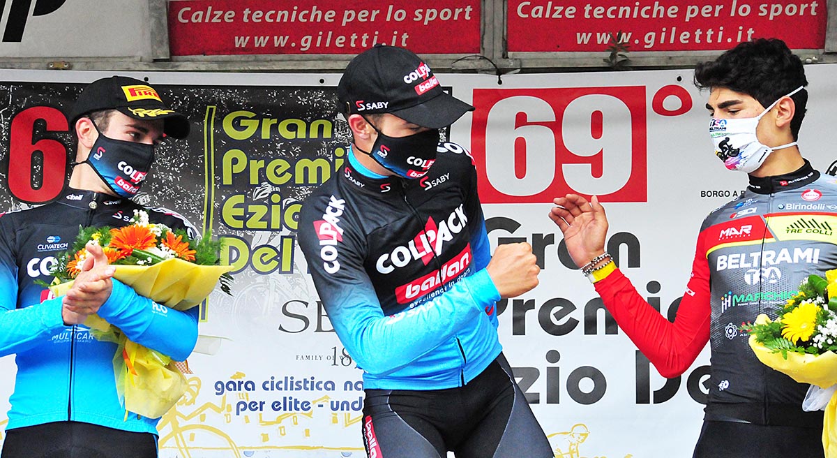 Il podio del Gp Del Rosso a Montecatini Terme (foto Rodella)