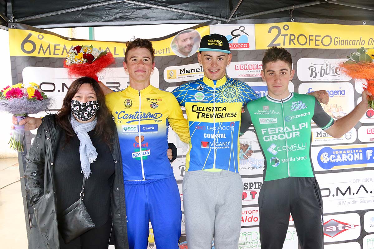 Il podio della gara Juniores di Prevalle (foto Photobicicailotto)