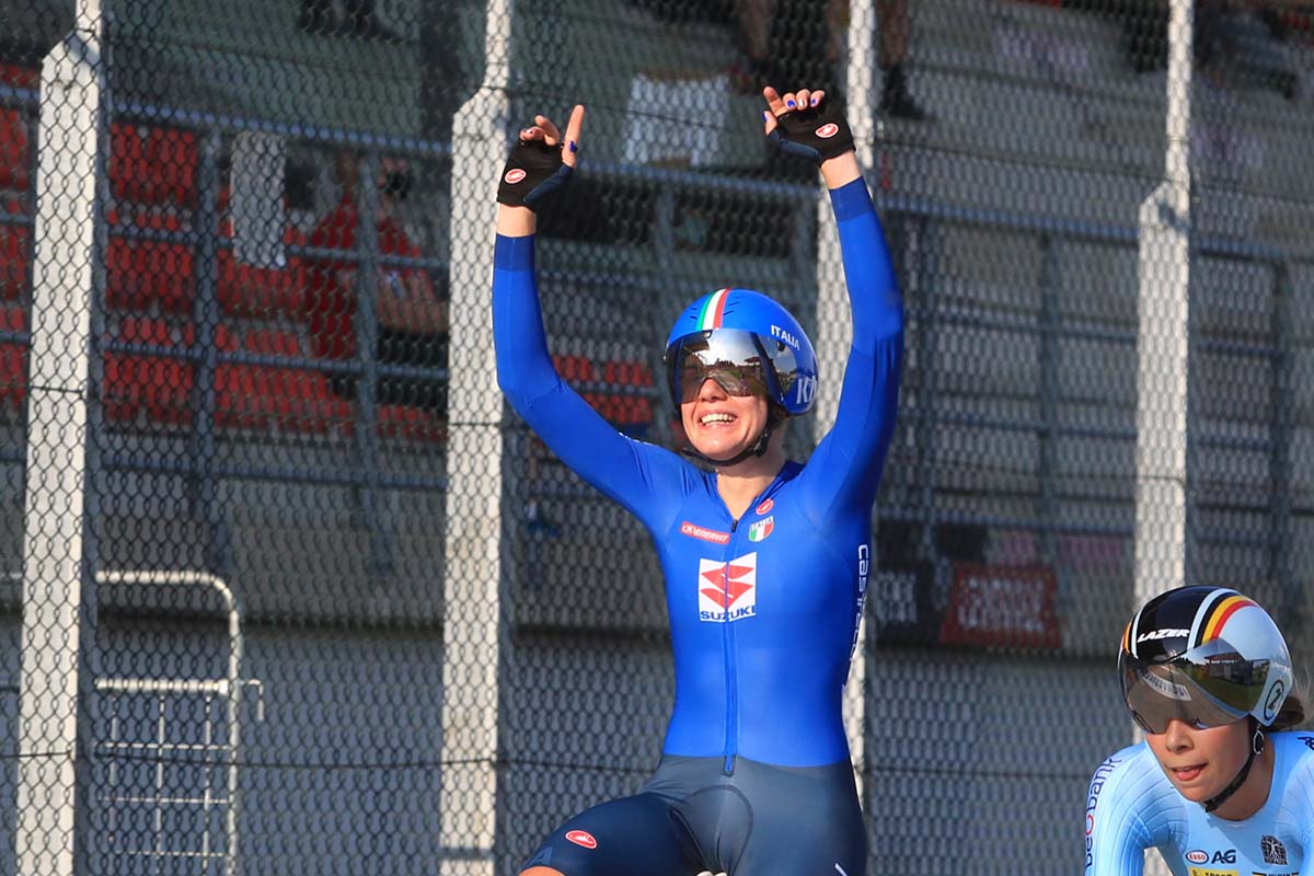 Silvia Zanardi vince l'Europeo Corsa a punti Donne U23 a Fiorenzuola (foto Fabiano Ghilardi)