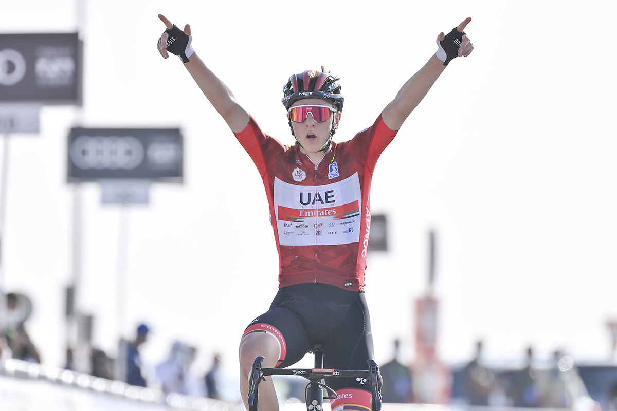 Tadej Pogacar vince la terza tappa dell'UAE Tour 2021 (foto LaPresse)