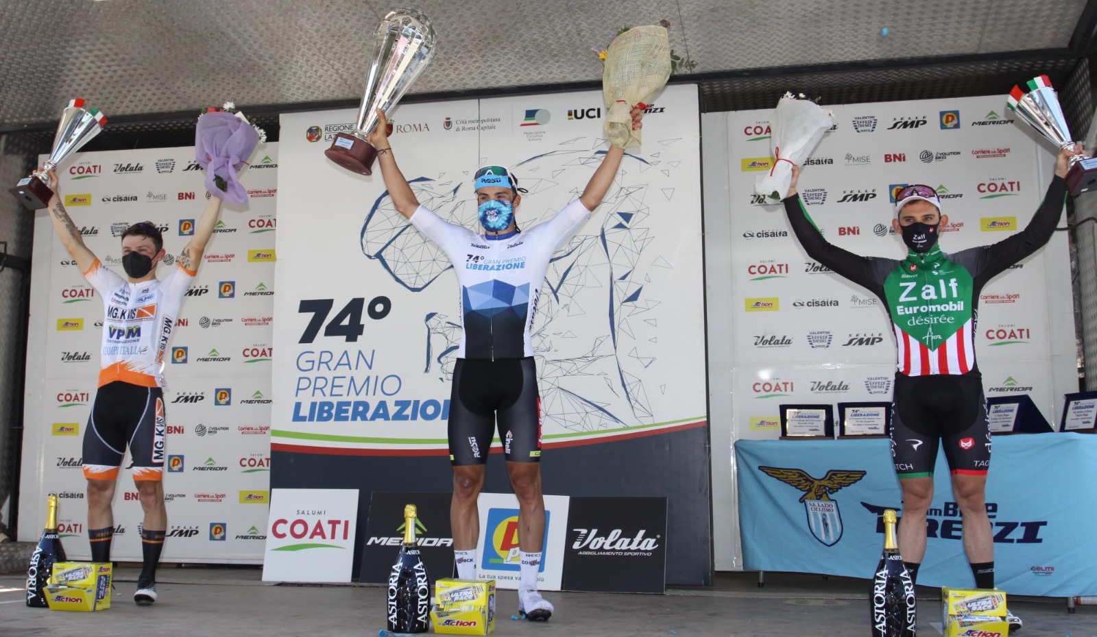 Il podio del Gp Liberazione di Roma 2021 (foto Rodella)