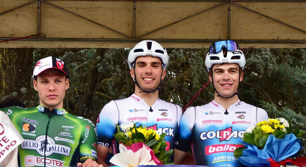 Il podio della gara Elite e U23 di Pieve al Toppo (foto Rodella)