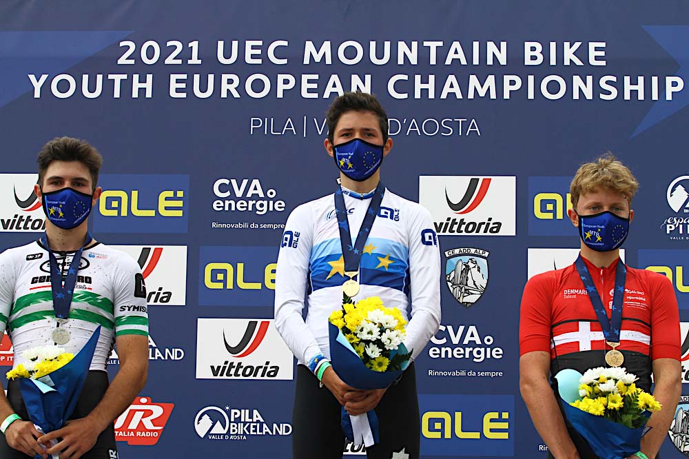 Il podio dell'Europeo Giovanile MTB di Pila U15 maschile